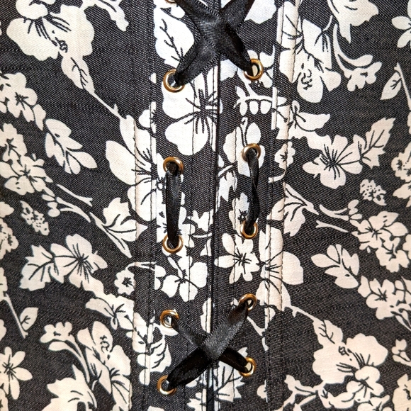 NWOT AdoreMe 5X Bernice Black and White Floral Corset - Picture 5 of 10